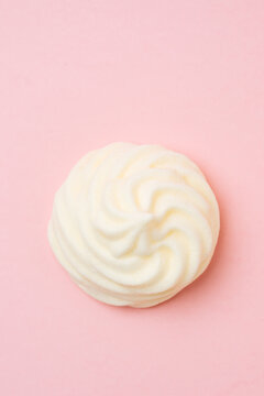 Sweet zefir on pink surface