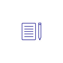 Fototapeta premium Notebook pen diary note book line icon. Journal pencil learning notepad
