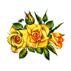 Yellow roses, festive bouquet composition.