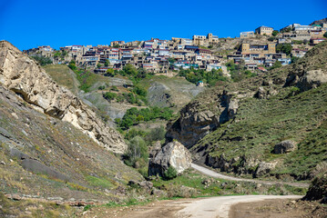 Fototapeta na wymiar View of the mountain village of Choh. Republic of Dagestan, Russia