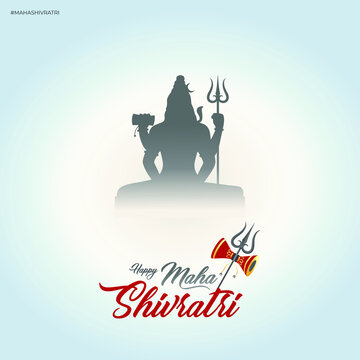Happy Maha Shivratri Design. Illustration of Mahadev with Trishul 