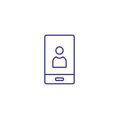 Videocall phone line icon. Video call technology internet user chat