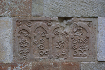 Capestrano - Abruzzo - Abbey of San Pietro ad Oratorium - Details of the facade and portals