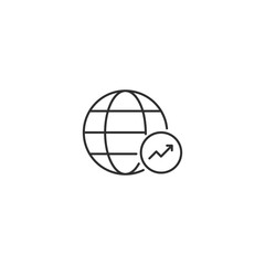 Globe expansion business line icon. Grow network idea