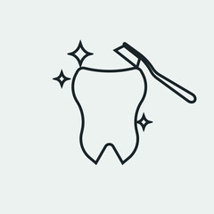 Toothbrush and tooth vector icon solid grey