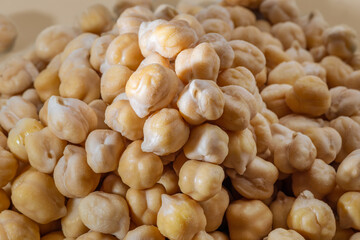 Chickpea or chick pea Cicer arietinum annual legume for cooking hummus. Garbanzo beans seeds for nutrient-dense healthy vegetarian food