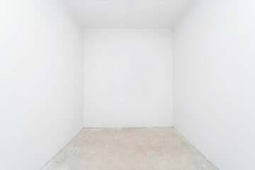 Empty space of a white room. Walls for apartment renovation.