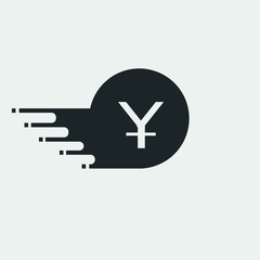 Yuan money vector icon solid grey