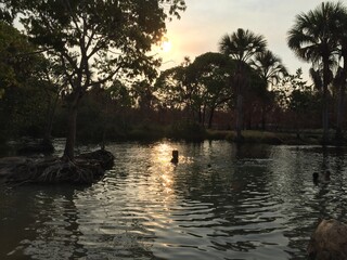 sunset on the countryside river