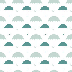 White seamless pattern with grey umbrellas.