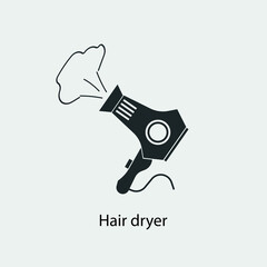 Hair dryer vector icon solid grey