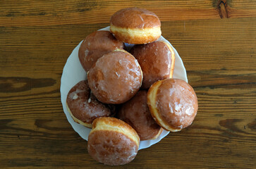 traditional polish doughnuts with marmalade and icing