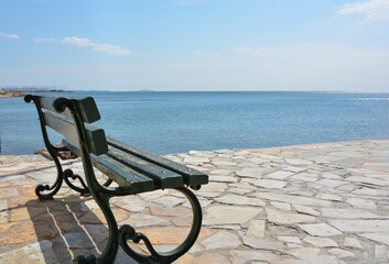 Bench on the pier, Selective focused on bench
