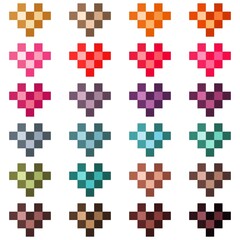 Colorful hearts, sweet pixel art. Vector illustration. Valentine's Day.