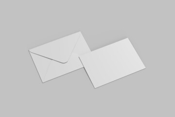 Real envelope mockup and a6 postcard on the gray background