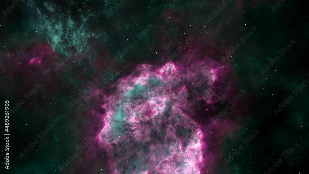 Poster green galaxy in deep space