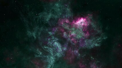 Green and Purple Abstract Glowing Space nebula background