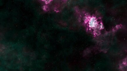 Fototapeta na wymiar Green and Purple Abstract Glowing Space nebula background