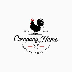 Rooster logo design template. Chicken Farm logo design