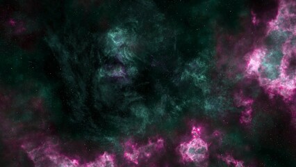 Fototapeta na wymiar Green and Purple Abstract Glowing Space nebula background