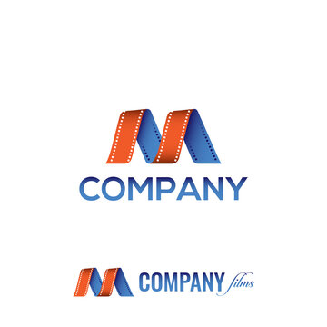 Letter M logo design. Studio film logo design template.