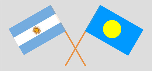 Crossed flags of Argentina and Palau. Official colors. Correct proportion