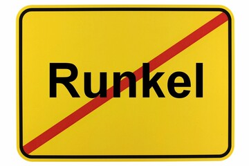 Illustration eines Ortsschildes der Stadt Runkel