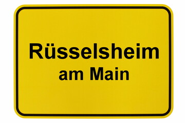 Illustration eines Ortsschildes der Stadt Rüsselsheim am Main