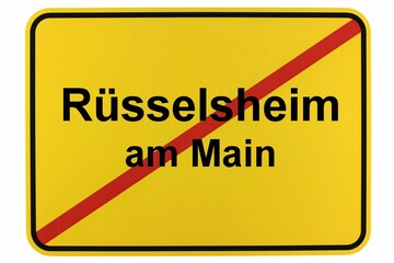 Illustration eines Ortsschildes der Stadt Rüsselsheim am Main