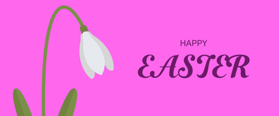 Snowdrop Galanthus flower background. Happy Easter, vector