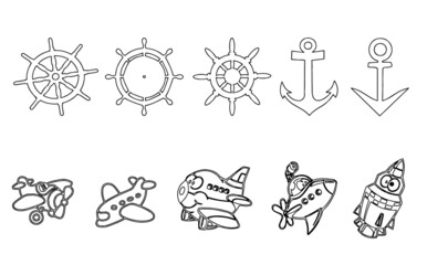 Set of planes and anchors for children.