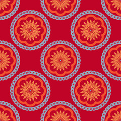 Abstract floral pattern of chrysanthemum ornament. Oriental vector illustration