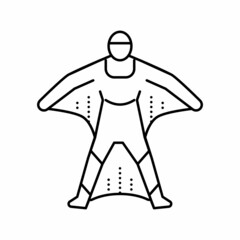 wingsuit flight sport man line icon vector illustration