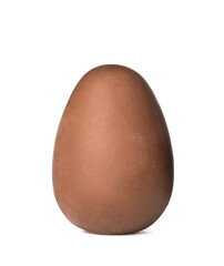 Tasty chocolate Easter egg on white background