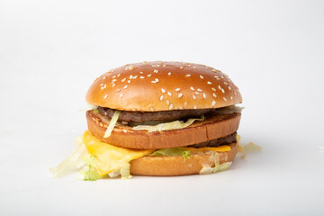 Hamburger on a white background.A fast food product.
