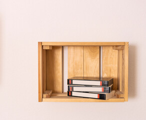 Videotape on a shelf, VHS