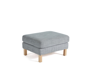 Grey pouf chair isolated on white background.