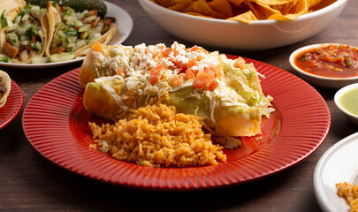 A Pair of Mexicana Enchiladas with Rice