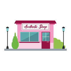 Isolated front view aesthetic shop building Vector