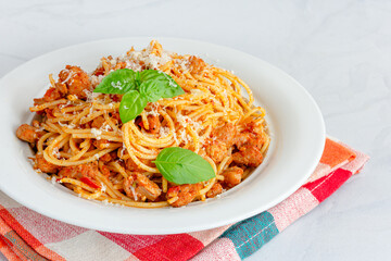 Simple Chicken Pasta, Italian Food Photography
