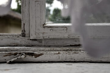 old wooden window frame