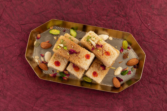 Milkcake Kalakand Burfi Or Alwar Ka Mawa Barfi Mithai Is Made Of Khoya Mawa Malai Badam Khoa Ghee Mava Badaam Kaju Pista Is Enjoyed On Deepawali, Dussehra, Navaratri, Rakshabandhan, Rakhi Janmasthami