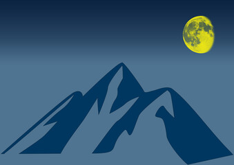 Montagnes et pleine lune