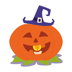 Isolated happy halloween pumpkin with a candle Vector