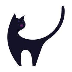 Isolated cute black cat image Vector