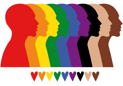 Rainbow colored people, diversity concept, vector illustration