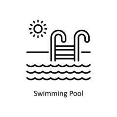 Swimming Pool vector outline icon for web isolated on white background EPS 10 file