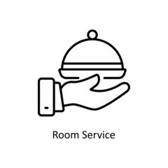 Room Service vector outline icon for web isolated on white background EPS 10 file