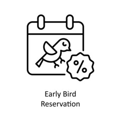 Early Bird Reservation vector outline icon for web isolated on white background EPS 10 file