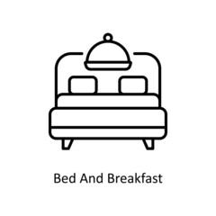 Bed And Breakfast vector outline icon for web isolated on white background EPS 10 file
